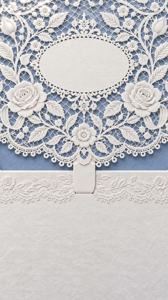 Kant, trouwkaart of save the date met papierkant: witte envelop met een klep van papierkant